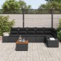 vidaXL Set di giardino 7 pezzi con cuscini neri in rattan sintetico e acacia.