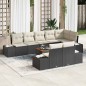 vidaXL Set da giardino 9 pezzi con cuscini in polirattan nero e legno di acacia