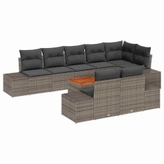 vidaXL Set da giardino di 9 pezzi con cuscini in rattan grigio e legno d'acacia
