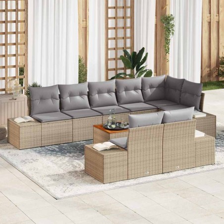 vidaXL Set di Divani da Giardino 9 Pezzi in Rattan Sintetico e Acacia