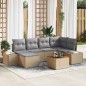 vidaXL Set giardino 7 pezzi in rattan beige con cuscini
