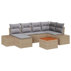 vidaXL Set giardino 7 pezzi in rattan beige con cuscini