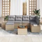 vidaXL Set giardino 7 pezzi in rattan beige con cuscini