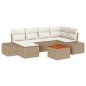 vidaXL Set Divano da Giardino 7 Pezzi con Cuscini Beige in Rattan Sintetico e Acacia