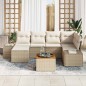 vidaXL Set Divano da Giardino 7 Pezzi con Cuscini Beige in Rattan Sintetico e Acacia