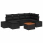 vidaXL Set di divani da giardino 7 pezzi con cuscini in rattan sintetico nero e acacia
