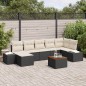 vidaXL Set di divani da giardino 8 pezzi con cuscini in polirattan nero e Acacia