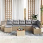 vidaXL Set Giardino 8 Pezzi con Cuscini Beige in Rattan, Polietilene e Acacia