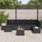 vidaXL Set da Giardino in Rattan Nero 8 Pezzi con Cuscini in Acacia