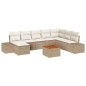 vidaXL Set di divano da giardino 9 pezzi in rattan sintetico e acacia con cuscini beige
