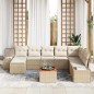 vidaXL Set di divano da giardino 9 pezzi in rattan sintetico e acacia con cuscini beige