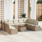 vidaXL Set da giardino di 10 pezzi con cuscini beige in rattan sintetico e legno di acacia