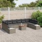vidaXL Set da Giardino di 11 Pezzi con Cuscini Grigi in Rattan Sintetico e Acacia
