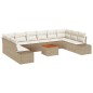 vidaXL Set da Giardino 11 Pezzi con Cuscini Beige in Rattan Sintetico e Acacia