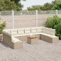 vidaXL Set da Giardino 11 Pezzi con Cuscini Beige in Rattan Sintetico e Acacia