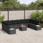 vidaXL Set di Divani da Giardino da 11 Pezzi con Cuscini in Rattan Poliestere Nero e Struttura in Acacia