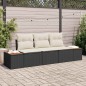 vidaXL Set di divano da giardino 3 pezzi con cuscini in rattan polirattan nero e acacia.