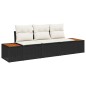 vidaXL Set di divano da giardino 3 pezzi con cuscini in rattan polirattan nero e acacia.