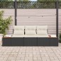vidaXL Set di divano da giardino 3 pezzi con cuscini in rattan polirattan nero e acacia.