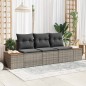 vidaXL Set di Divani da Giardino a 3 Pezzi con Cuscini Grigi in Poly Rattan e Acacia