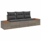 vidaXL Set di Divani da Giardino a 3 Pezzi con Cuscini Grigi in Poly Rattan e Acacia