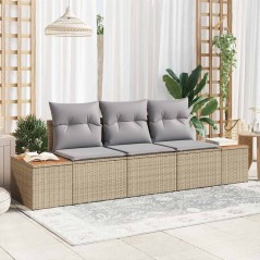 vidaXL Set di Divani da Giardino con Cuscini Beige in Polyrattan Acacia