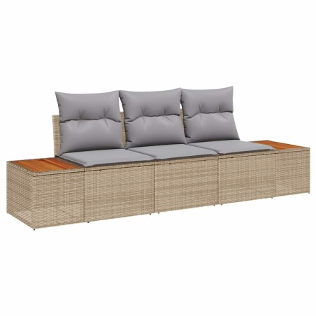 vidaXL Set di Divani da Giardino con Cuscini Beige in Polyrattan Acacia