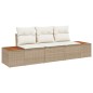 vidaXL Set di divani da giardino 3 pezzi con cuscini beige in polyrattan e legno d'acacia