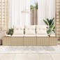 vidaXL Set di divani da giardino 3 pezzi con cuscini beige in polyrattan e legno d'acacia
