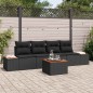 vidaXL Set da Giardino 5 Pezzi con Cuscini in Rattan Nero e Acacia
