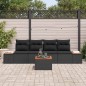vidaXL Set da Giardino 5 Pezzi con Cuscini in Rattan Nero e Acacia