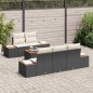 vidaXL Set da giardino in polyrattan nero con cuscini - 6 pezzi in legno d'acacia