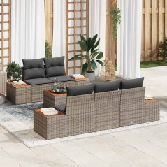 vidaXL Set di divani da giardino in 6 pezzi con cuscini grigi in rattan sintetico