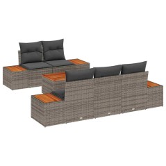 vidaXL Set di divani da giardino in 6 pezzi con cuscini grigi in rattan sintetico