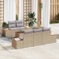 vidaXL Set Divano da Giardino 6 Pezzi con Cuscini Beige in Polyrattan e Acacia