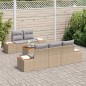 vidaXL Set Divano da Giardino 6 Pezzi con Cuscini Beige in Polyrattan e Acacia