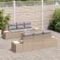 vidaXL Set di divani da giardino 7 pezzi con cuscini beige in rattan sintetico e acacia