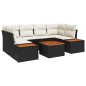 vidaXL Set da Giardino 7 Pezzi vitaXL con Cuscini Neri in Rattan di Polipropilene e Acacia