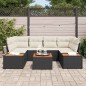 vidaXL Set da Giardino 7 Pezzi vitaXL con Cuscini Neri in Rattan di Polipropilene e Acacia