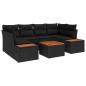vidaXL Set di divani da giardino 7 pezzi con cuscini in policarbonato nero e acacia