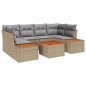 vidaXL Set di divani da giardino 7 pezzi con cuscini beige in polirattan e acacia