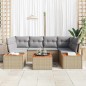 vidaXL Set di divani da giardino 7 pezzi con cuscini beige in polirattan e acacia