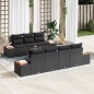 vidaXL Set da Giardino 8 Pezzi con Cuscini in Rattan Nero e Acacia
