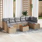 vidaXL Set Divano da Giardino 8 Pezzi con Cuscini Beige in Rattan Sintetico e Acacia
