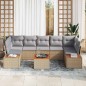 vidaXL Set Divano da Giardino 8 Pezzi con Cuscini Beige in Rattan Sintetico e Acacia