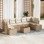 vidaXL Set da Giardino 8 Pezzi con Cuscini Beige in Polyrattan e Acacia vidaXL Set da Giardino 8 Pezzi con Cuscini Beige in Polyrattan e Acacia
