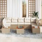 vidaXL Set da Giardino 8 Pezzi con Cuscini Beige in Polyrattan e Acacia vidaXL Set da Giardino 8 Pezzi con Cuscini Beige in Polyrattan e Acacia