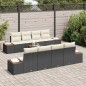 vidaXL Set divani giardino 9 pezzi con cuscini in rattan sintetico nero e acacia vidaXL Set divani giardino 9 pezzi con cuscini in rattan sintetico nero e acacia