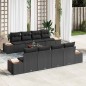 vidaXL Set di divani da giardino da 9 pezzi con cuscini in poly rattan nero e legno di acacia