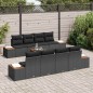 vidaXL Set di divani da giardino da 9 pezzi con cuscini in poly rattan nero e legno di acacia
